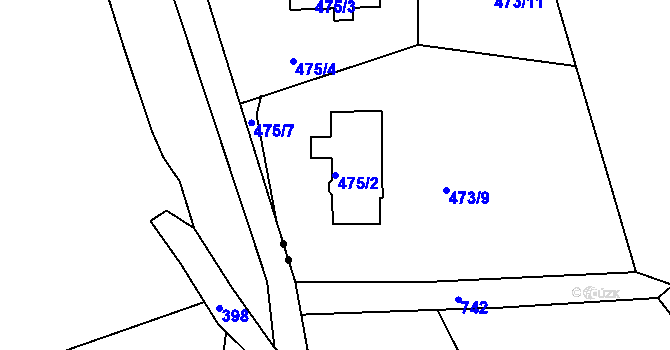 Parcela st. 475/2 v KÚ Kolová, Katastrální mapa