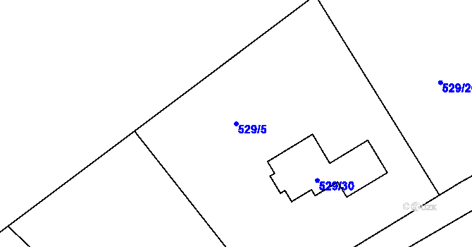 Parcela st. 529/5 v KÚ Kolová, Katastrální mapa