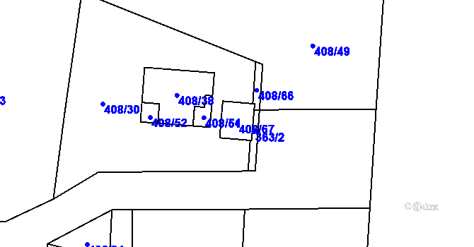 Parcela st. 408/67 v KÚ Kolová, Katastrální mapa