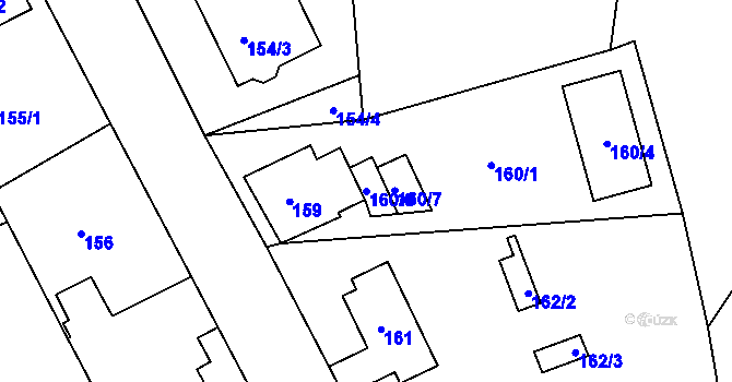 Parcela st. 160/6 v KÚ Kolová, Katastrální mapa