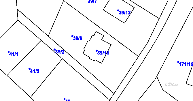 Parcela st. 39/11 v KÚ Kolová, Katastrální mapa