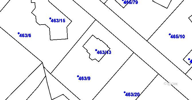 Parcela st. 463/13 v KÚ Kolová, Katastrální mapa
