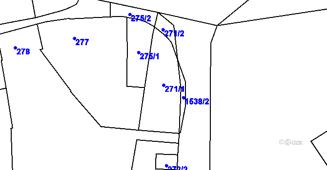 Parcela st. 271/1 v KÚ Koloveč, Katastrální mapa