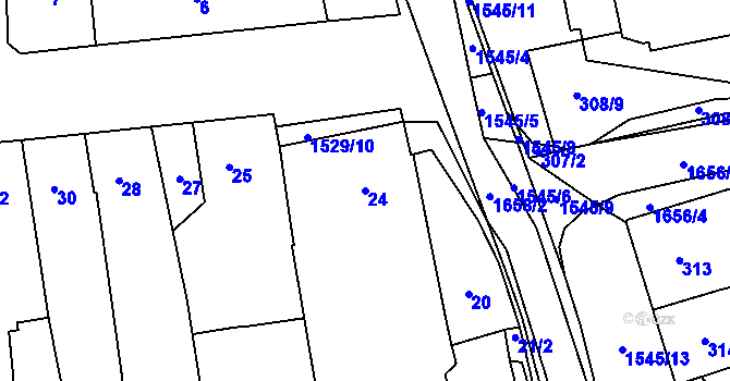 Parcela st. 24 v KÚ Koloveč, Katastrální mapa