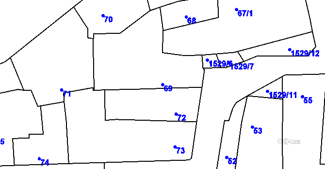 Parcela st. 69 v KÚ Koloveč, Katastrální mapa
