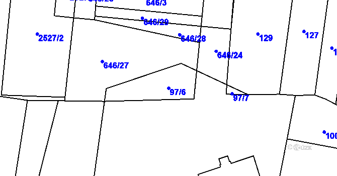 Parcela st. 97/6 v KÚ Koloveč, Katastrální mapa