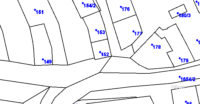 Parcela st. 152 v KÚ Koloveč, Katastrální mapa