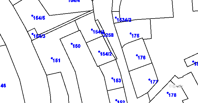 Parcela st. 154/2 v KÚ Koloveč, Katastrální mapa