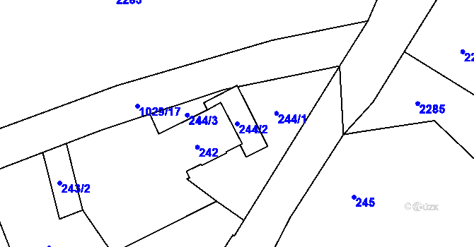 Parcela st. 244/2 v KÚ Koloveč, Katastrální mapa
