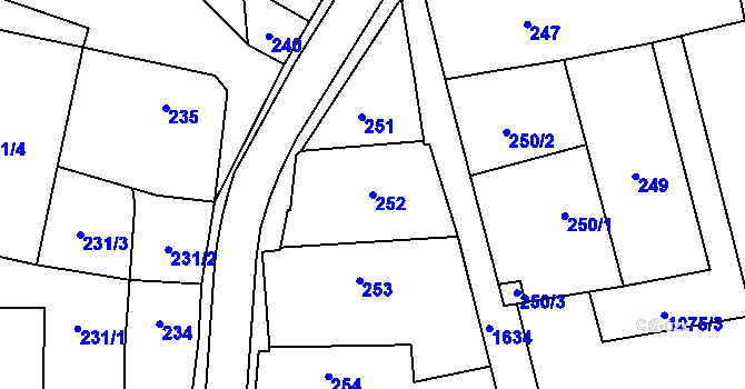 Parcela st. 252 v KÚ Koloveč, Katastrální mapa