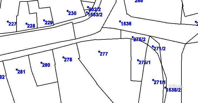 Parcela st. 277 v KÚ Koloveč, Katastrální mapa