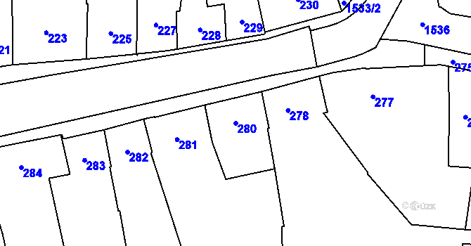 Parcela st. 280 v KÚ Koloveč, Katastrální mapa