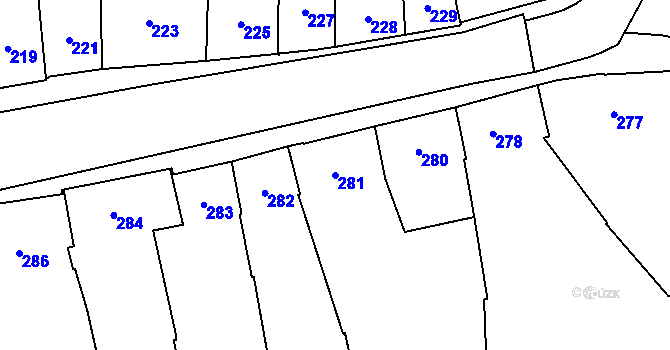 Parcela st. 281 v KÚ Koloveč, Katastrální mapa