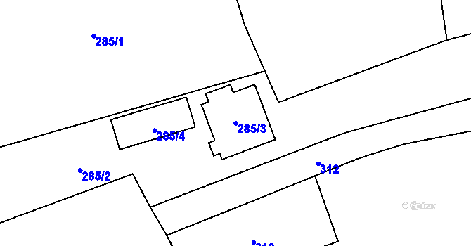 Parcela st. 285/3 v KÚ Koloveč, Katastrální mapa