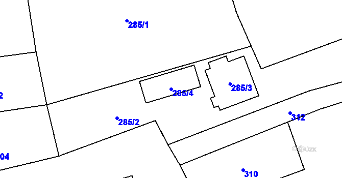 Parcela st. 285/4 v KÚ Koloveč, Katastrální mapa