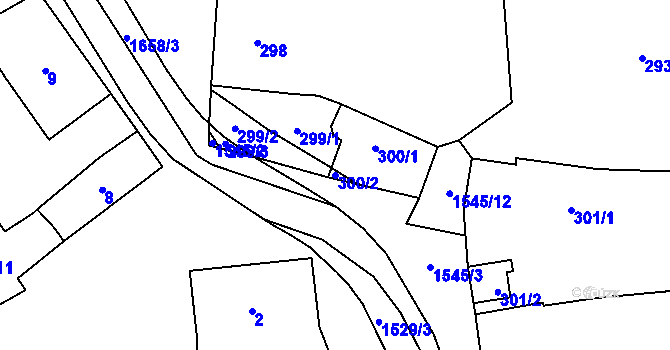Parcela st. 300/2 v KÚ Koloveč, Katastrální mapa