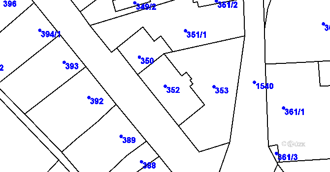 Parcela st. 352 v KÚ Koloveč, Katastrální mapa