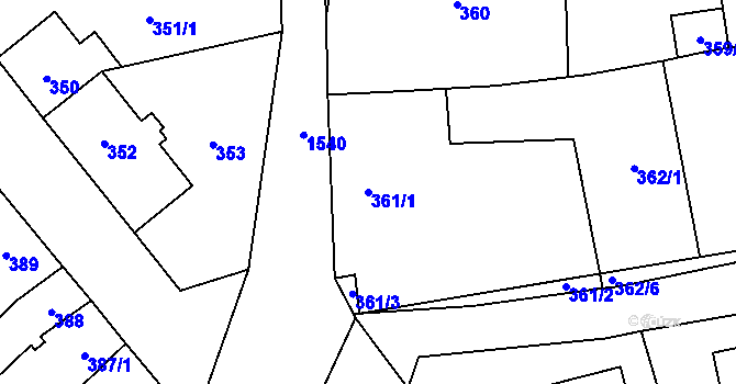Parcela st. 361/1 v KÚ Koloveč, Katastrální mapa