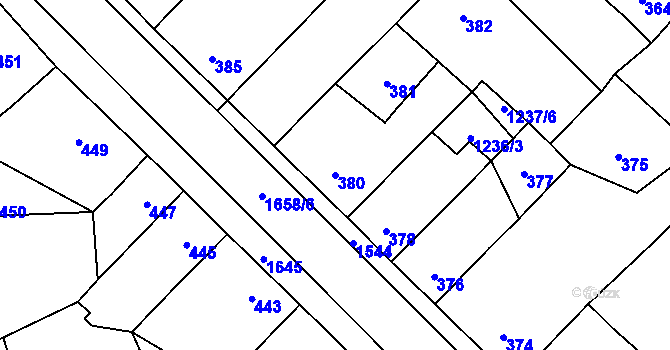 Parcela st. 380 v KÚ Koloveč, Katastrální mapa