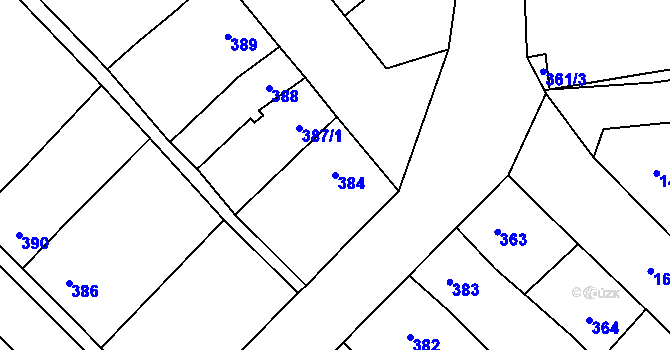 Parcela st. 384 v KÚ Koloveč, Katastrální mapa