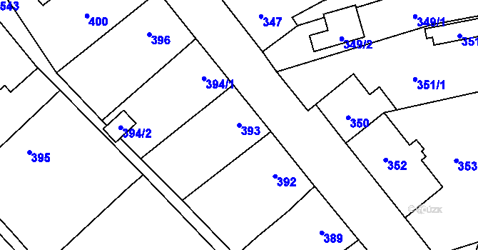 Parcela st. 393 v KÚ Koloveč, Katastrální mapa