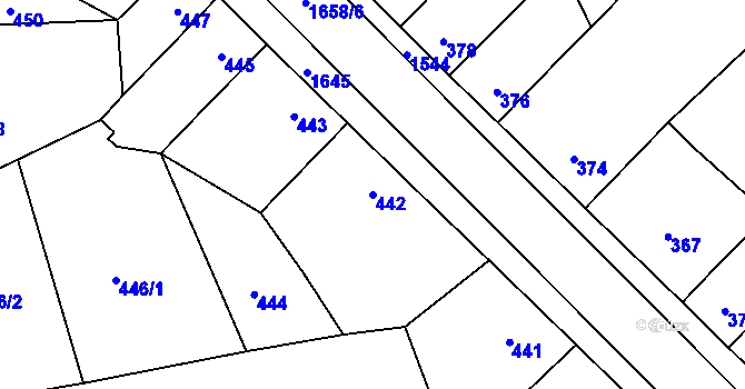 Parcela st. 442 v KÚ Koloveč, Katastrální mapa