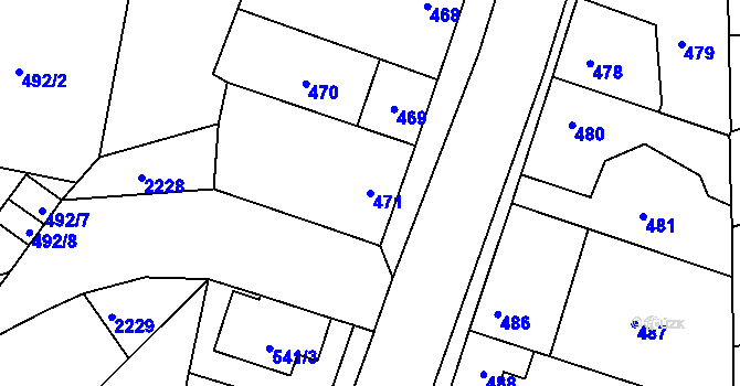 Parcela st. 471 v KÚ Koloveč, Katastrální mapa