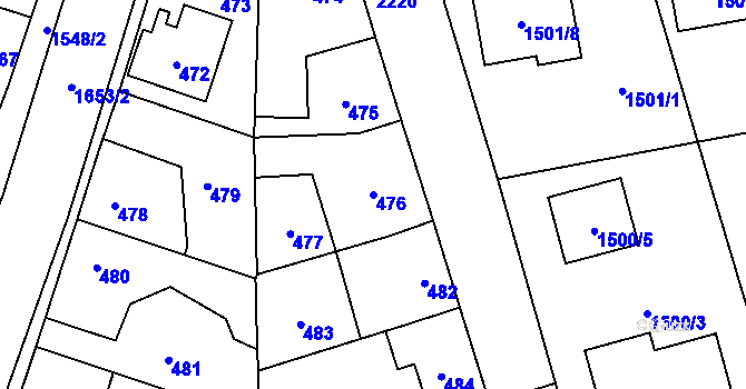 Parcela st. 476 v KÚ Koloveč, Katastrální mapa