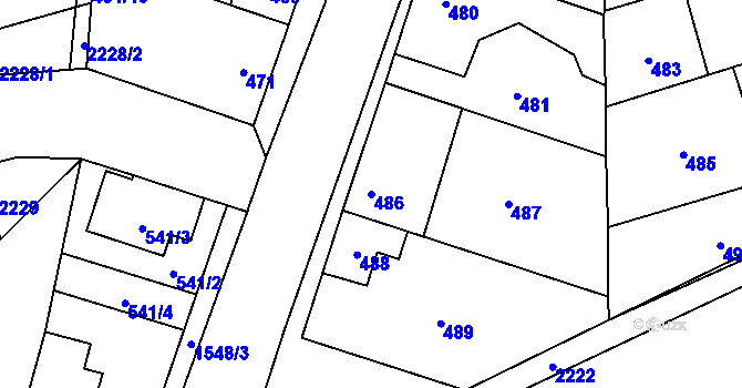 Parcela st. 486 v KÚ Koloveč, Katastrální mapa