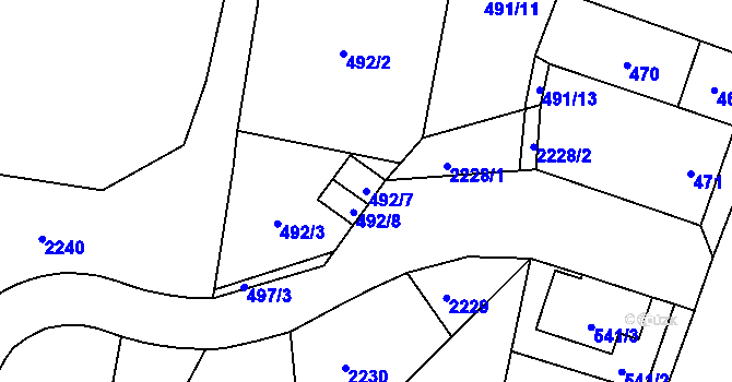 Parcela st. 492/7 v KÚ Koloveč, Katastrální mapa