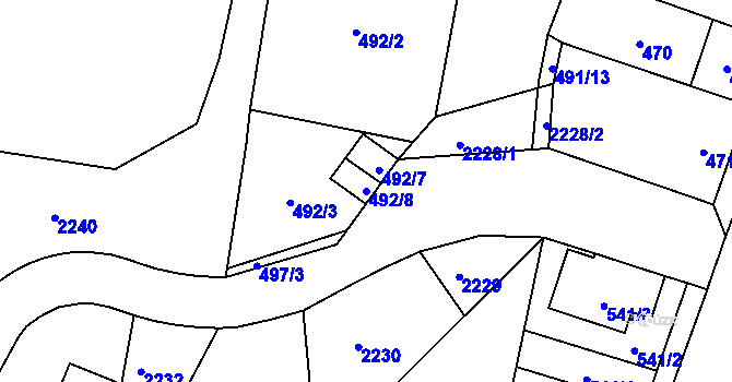Parcela st. 492/8 v KÚ Koloveč, Katastrální mapa