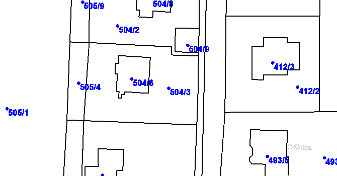 Parcela st. 504/3 v KÚ Koloveč, Katastrální mapa