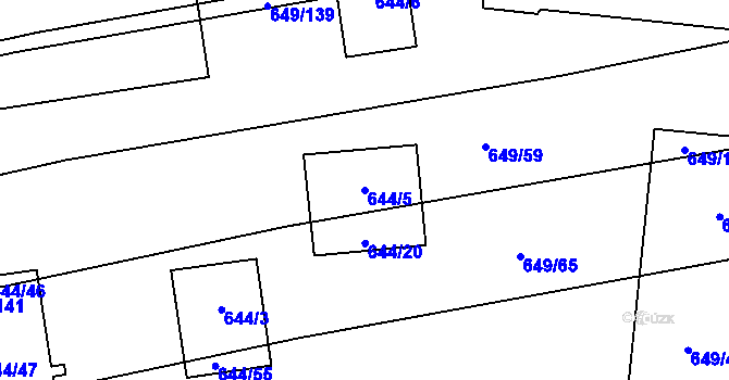 Parcela st. 644/5 v KÚ Koloveč, Katastrální mapa