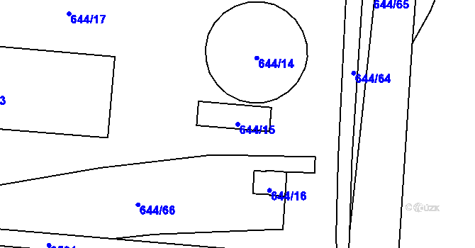 Parcela st. 644/15 v KÚ Koloveč, Katastrální mapa
