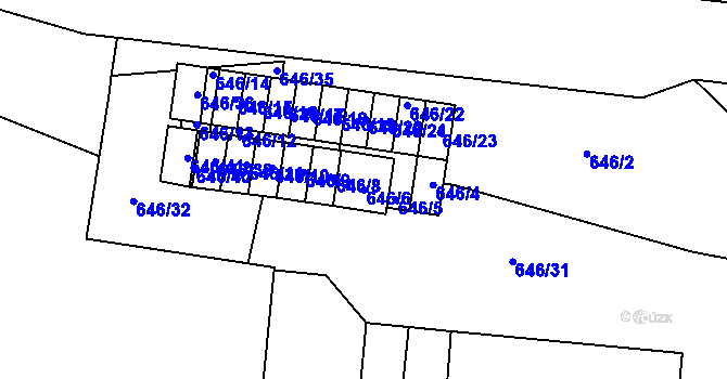 Parcela st. 646/6 v KÚ Koloveč, Katastrální mapa