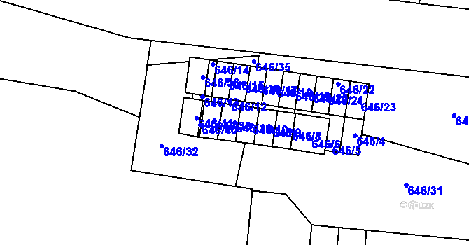 Parcela st. 646/11 v KÚ Koloveč, Katastrální mapa