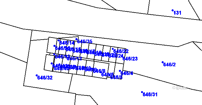 Parcela st. 646/20 v KÚ Koloveč, Katastrální mapa