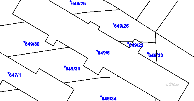 Parcela st. 649/6 v KÚ Koloveč, Katastrální mapa