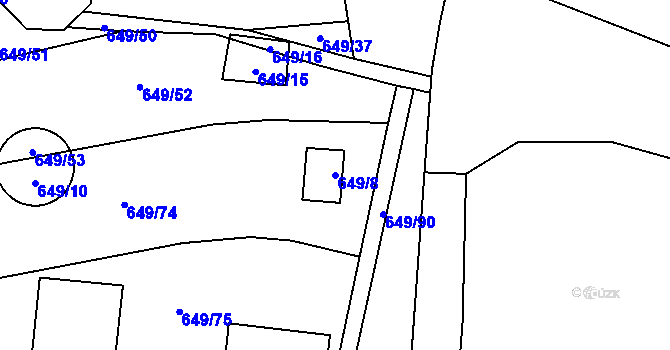 Parcela st. 649/8 v KÚ Koloveč, Katastrální mapa