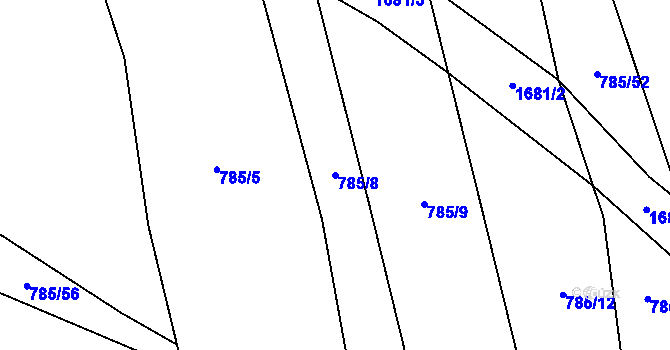 Parcela st. 785/8 v KÚ Koloveč, Katastrální mapa