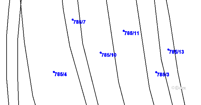 Parcela st. 785/10 v KÚ Koloveč, Katastrální mapa