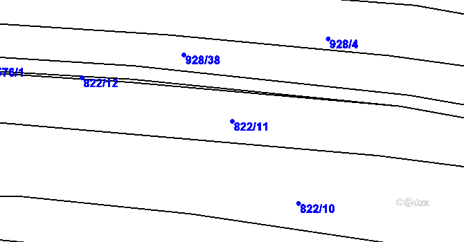 Parcela st. 822/11 v KÚ Koloveč, Katastrální mapa