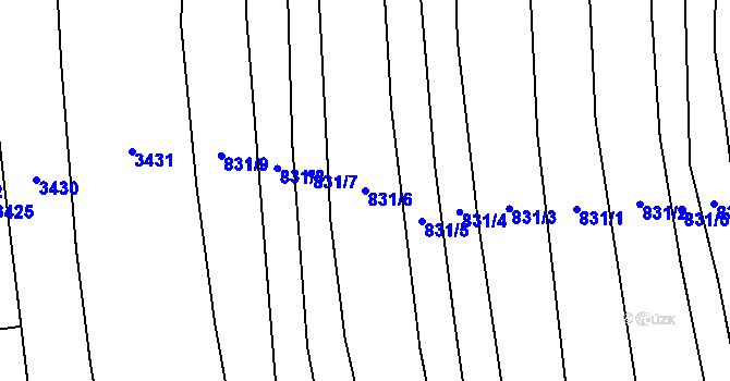 Parcela st. 831/6 v KÚ Koloveč, Katastrální mapa