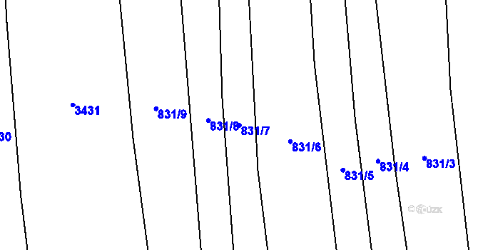 Parcela st. 831/7 v KÚ Koloveč, Katastrální mapa