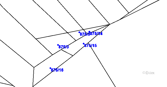 Parcela st. 875/15 v KÚ Koloveč, Katastrální mapa