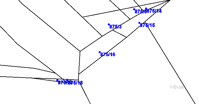 Parcela st. 875/16 v KÚ Koloveč, Katastrální mapa