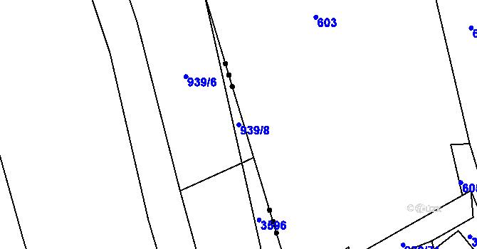 Parcela st. 939/8 v KÚ Koloveč, Katastrální mapa
