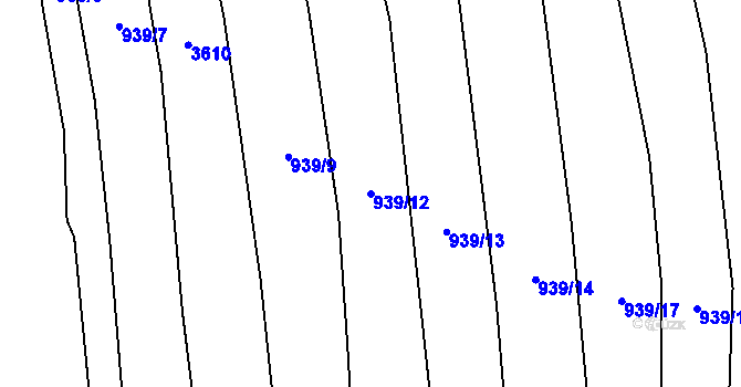 Parcela st. 939/12 v KÚ Koloveč, Katastrální mapa