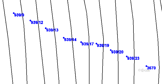 Parcela st. 939/17 v KÚ Koloveč, Katastrální mapa
