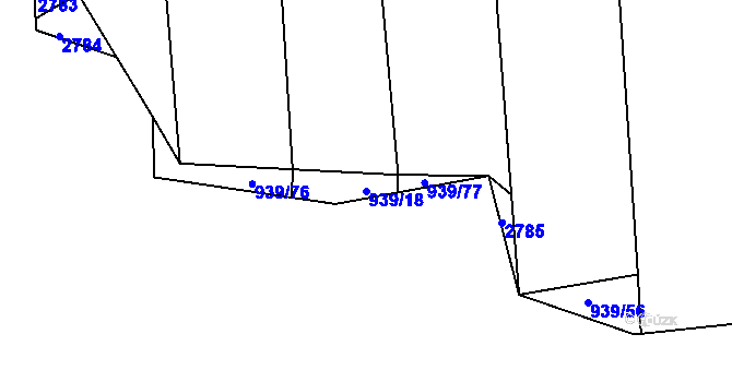 Parcela st. 939/18 v KÚ Koloveč, Katastrální mapa